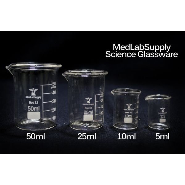 25ml Low Form Graduated Glass Beakers by Med Lab Supply 25ml Low Form Graduated Glass Beakers by Med Lab Supply