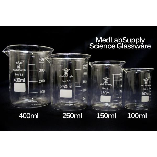 400ml Low Form Graduated Glass Beakers by Med Lab Supply 400ml Low Form Graduated Glass Beakers by Med Lab Supply