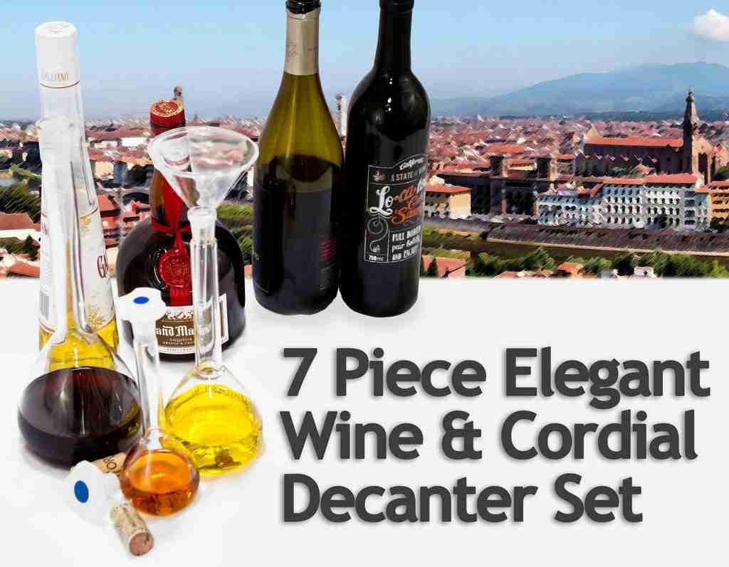 Med Lab Supply 7 piece Chemistry Bar Wine & Cordial Decanter Set Med Lab Supply 7 piece Chemistry Bar Wine & Cordial Decanter Set