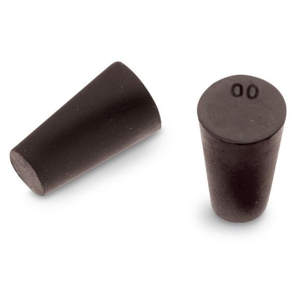 Size No. 00 - Black Rubber Stopper - Solid Size No. 00 - Black Rubber Stopper - Solid